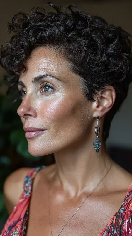 Soft Curly Pixie with Tapered Neck - Short Curly Haircuts For Women Over 50
