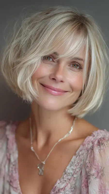 Soft Feathered Bob - Short Layered Hairstyles For Older Women