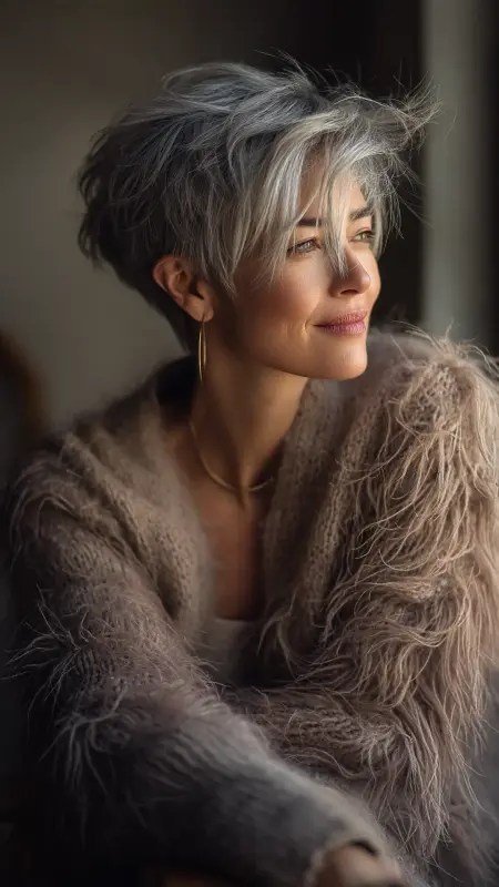 Soft Feathered Cut -  medium length hair for women over 50 