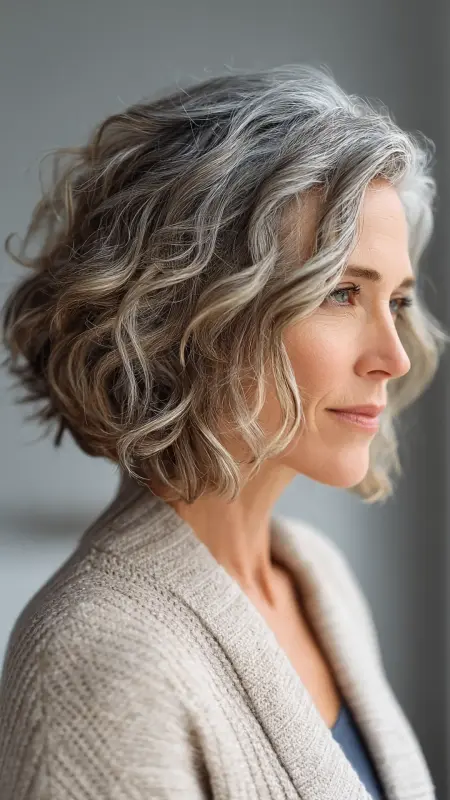 Soft Layered Curly Lob Short Version - Short Curly Haircuts For Women Over 50