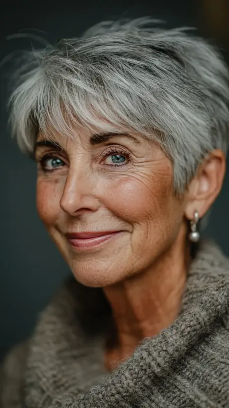 Soft Layered Pixie Cut - Hairstyles for 80 year old women