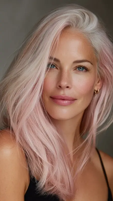 Soft Pastel Pink Rinse - Hair color ideas for women over 50