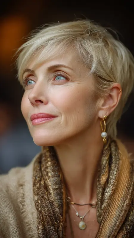 Soft Pixie with Side Part - Short pixie hairstyles for older women