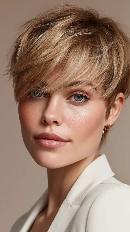 Soft Pixie with Side-Swept Bangs - Classy haircuts for women