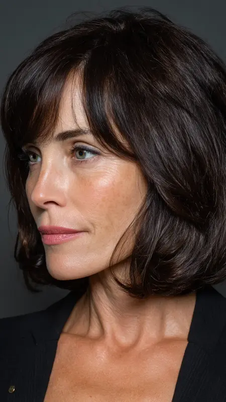 Soft Shoulder-Length Bob with Side Bangs - Shoulder Length Haircuts For Older Women