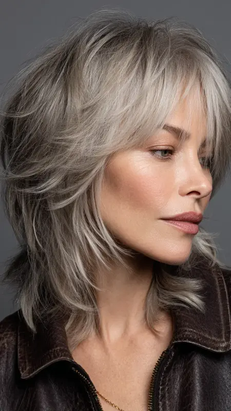 Soft Shoulder-Length Wolf Cut - Shoulder Length Haircuts For Older Women