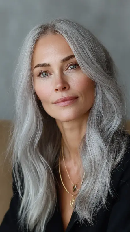 Soft Silver Ombre - Hair color ideas for women over 50