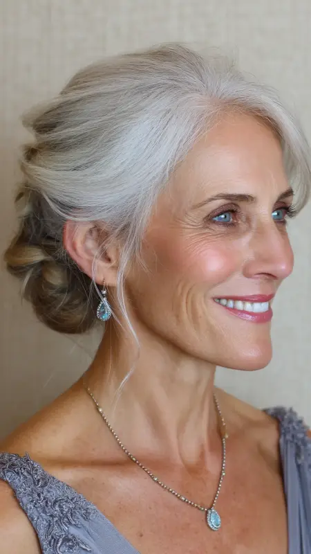 Soft Swept-Back Updo - Hairstyles for 80 year old women