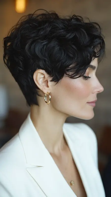 Soft Tapered Pixie with Defined Curls -  Short pixie haircuts for curly hair 
