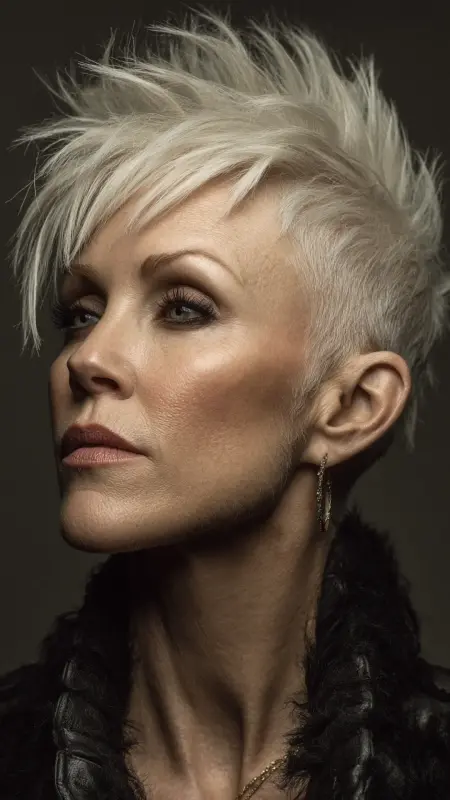 Spiky Undercut Pixie - Undercut pixie haircut for older women
