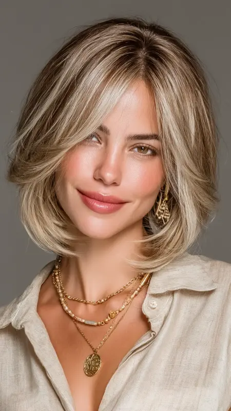 Stacked Bob with Blended Balayage - Stacked Bob Haircut For Fine Hair