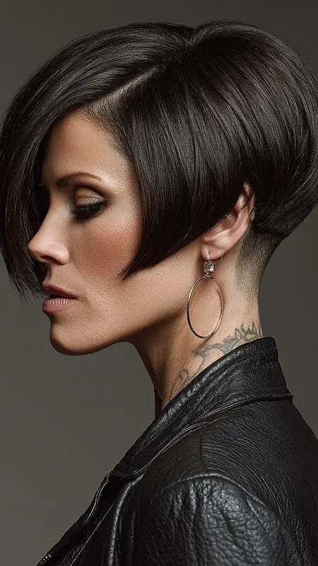 Stacked Bob with Undercut Nape - Stacked Bob Haircut For Fine Hair