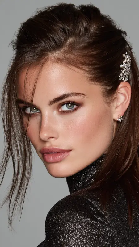 Straight Hair with Sleek Pinned-Back Sides - Straight Hairstyles