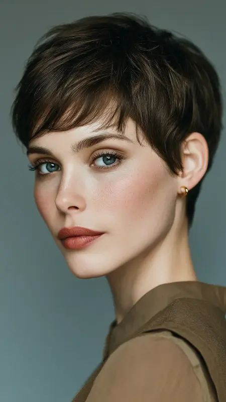Effortless Elegance: The Breezy Brown Pixie - Summer hairstyles for short hair