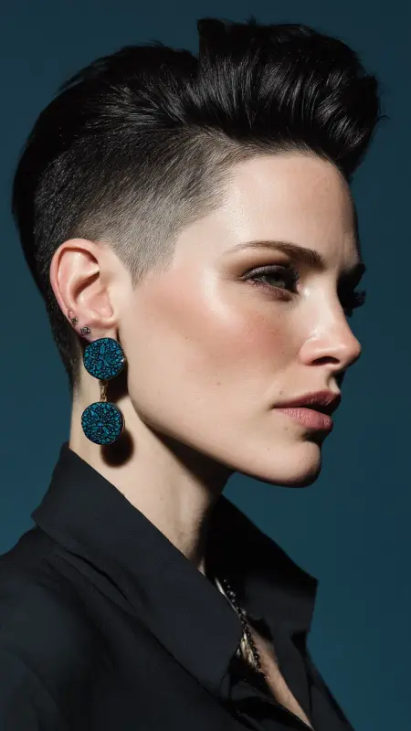 Bold and Brilliant: The Voluminous Black Undercut - Summer hairstyles for short hair