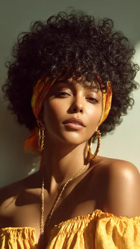 Summer Radiance: Curly Chic with a Trend-Setting Headband - Summer hairstyles for short hair