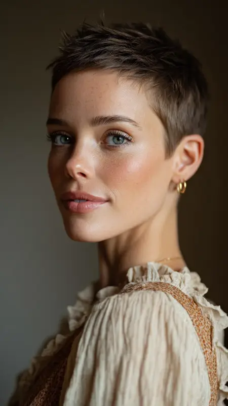 Summery Sassy Pixie with Sun-Kissed Browns - Summer hairstyles for short hair