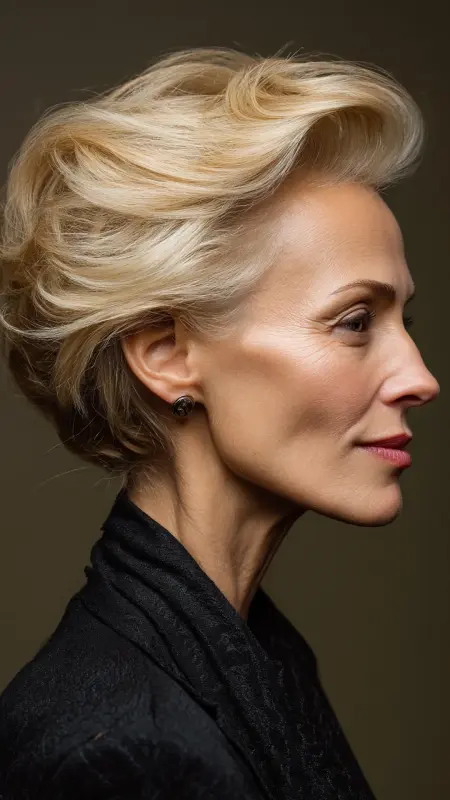 Swept-Back Elegant Pixie - Pixie hairstyles for older women over 60