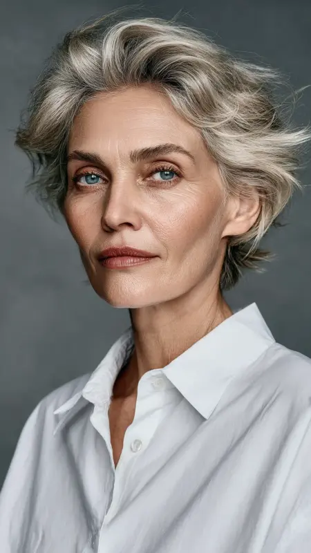Tapered Cut with Side Part -  Hairstyles for over 70 year old women 