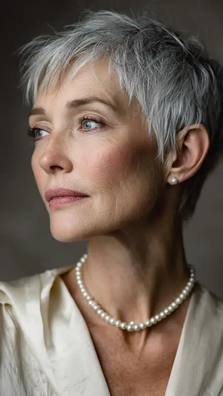 Tapered Salt-and-Pepper Cut - Short Layered Hairstyles For Older Women