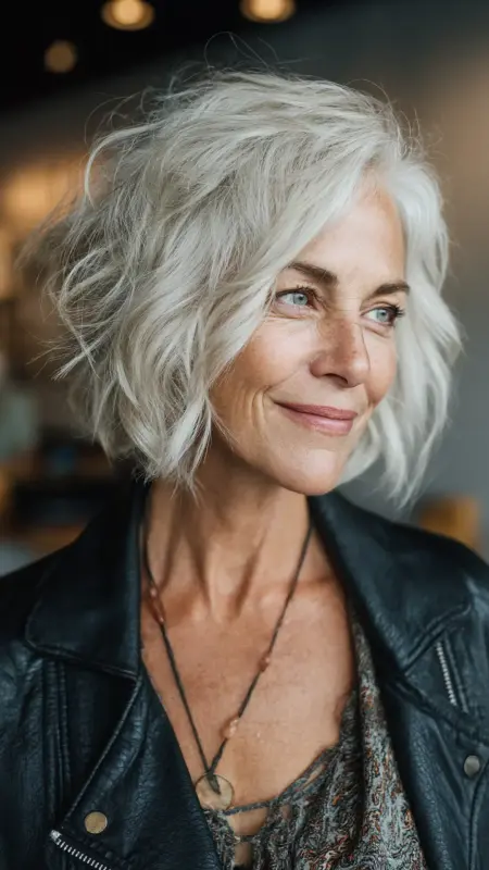 Textured Bob with Choppy Layers - Shoulder Length Hairstyles For Women Over 60