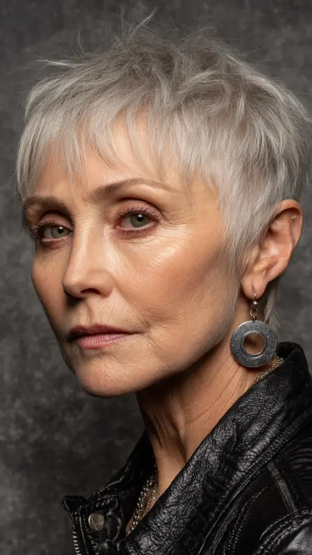 Textured Crop with Micro Bangs -  hairstyles for women over 70 with bangs 