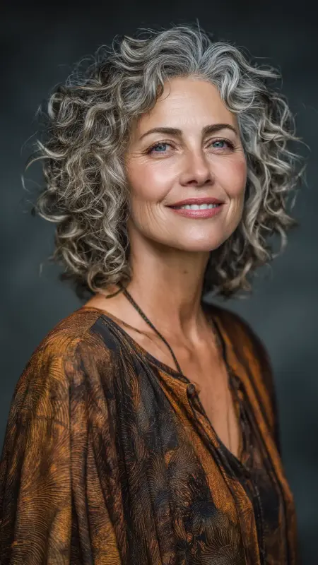 Textured Curly Cut - Shoulder Length Haircuts For Older Women