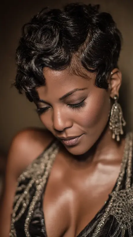 Textured Finger Waves - Short Haircuts For Black Women Over 50