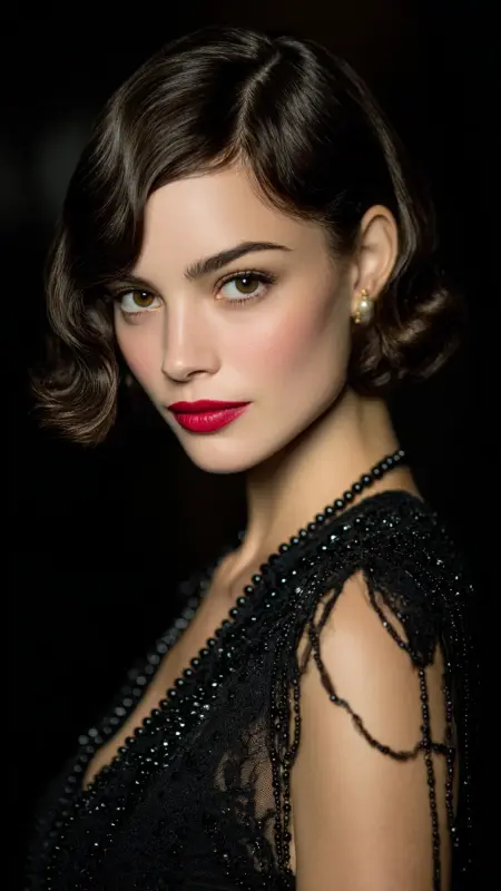 Textured Inverted Bob with Finger Waves -  Inverted Bob Haircuts For Fine Hair 