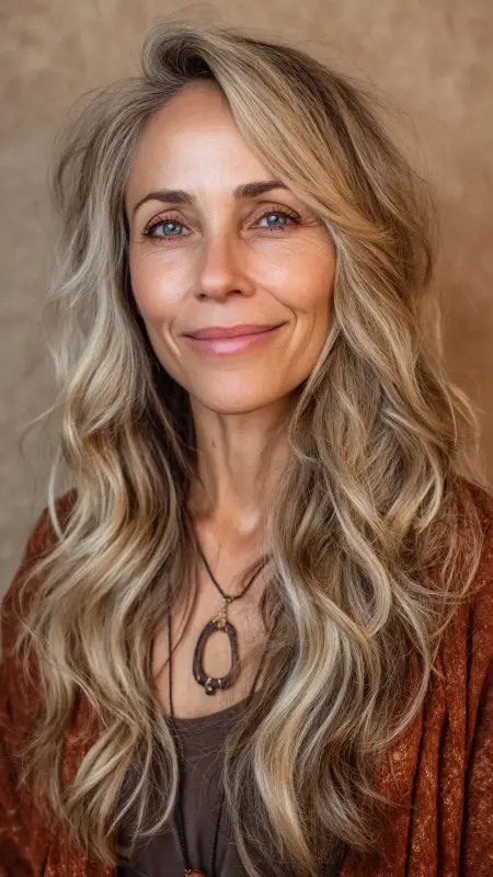 Textured Long Cut with Layers - Long Haircuts For Women Over 40