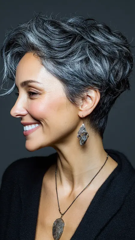 Textured Pixie Cut - Short hairstyles for women over 60 with wavy hair