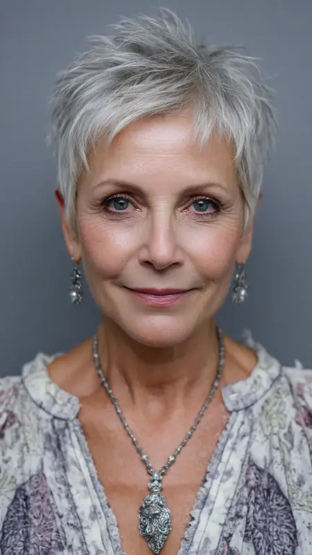 Textured Tapered Pixie -  Pixie Cut Hairstyles For Older Women 