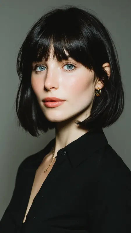 The Refined Blunt Cut with Center Bangs - Sophisticated haircut