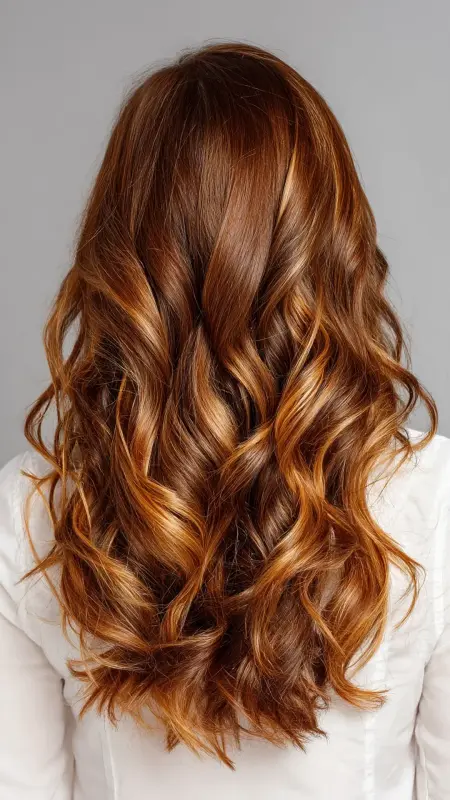 Toffee Brown with Golden Babylights - Hair color ideas for women in 30s