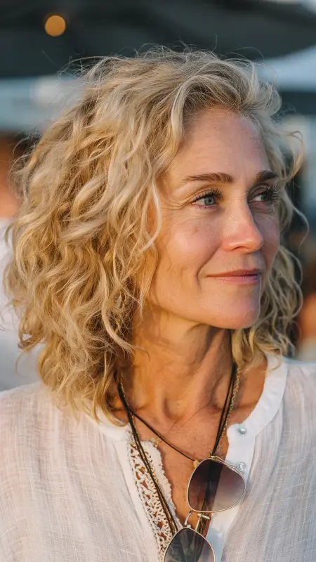 Tousled Beach Waves - Shoulder Length Haircuts For Older Women
