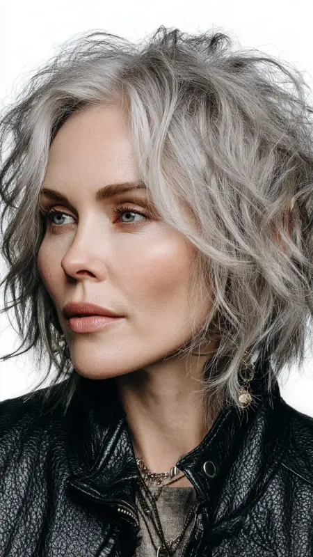 Tousled Chin-Length Shag - Shaggy Hairstyles For Women Over 50