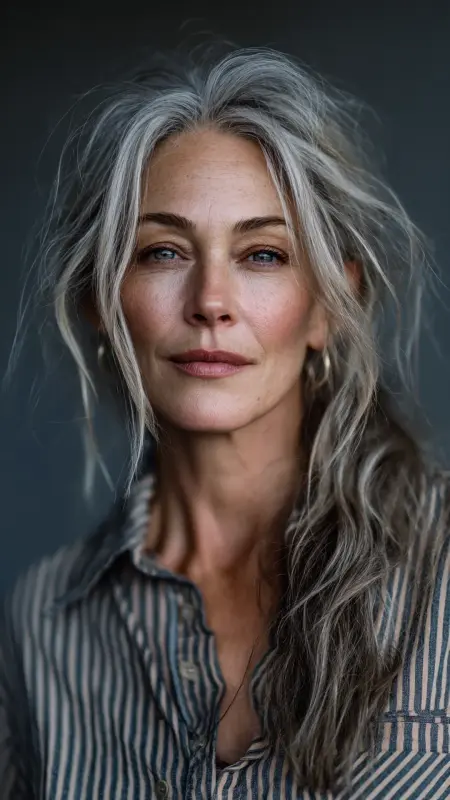 Tousled Mid-Length Layers -  medium length hair for women over 50 