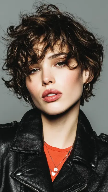 Tousled Pixie with Micro Bangs -  Short pixie haircuts for curly hair 
