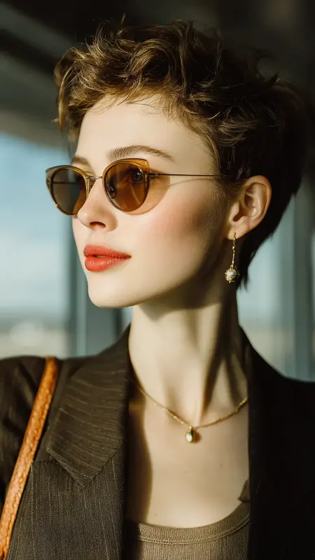 Tousled Pixie with Side Part - Airport Hairstyles for Short Hair