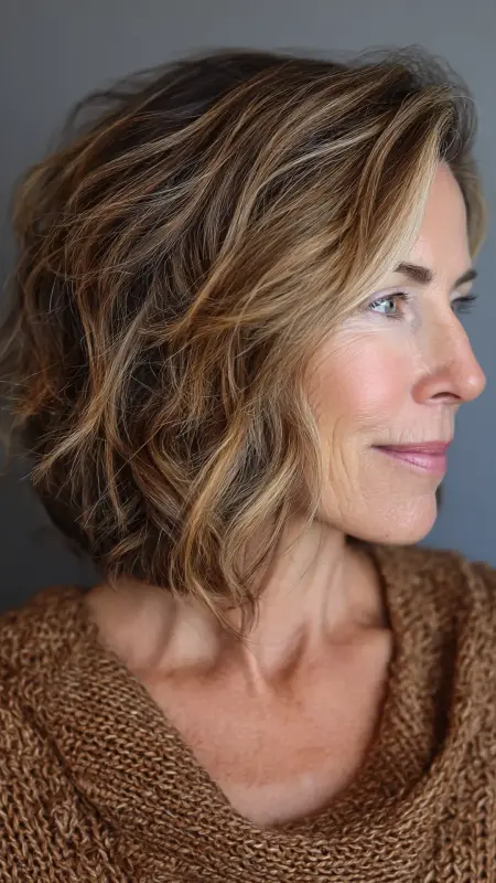 Tousled Shoulder-Length Cut with Highlights - Shoulder Length Haircuts For Women Over 60
