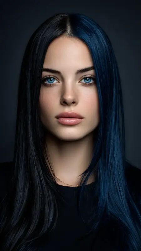 Two-Tone Split Dye Midnight Blue - Hair color ideas for students