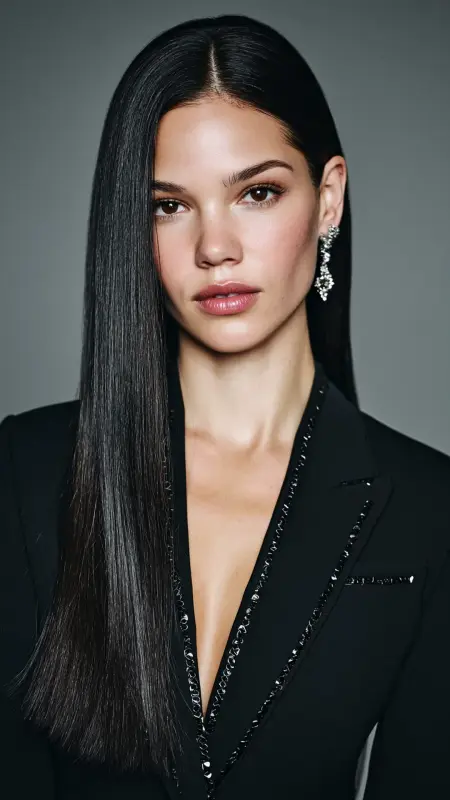Ultra Sleek Middle-Parted Long Hair - Glass Hair