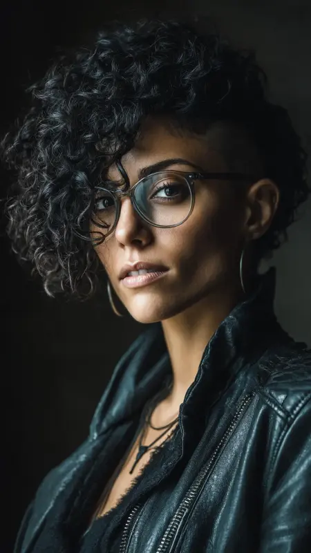 Undercut Curls - short curly hair with glasses