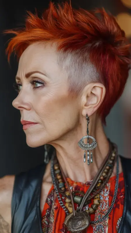 Undercut Pixie with Mohawk Top - Undercut pixie haircut for older women