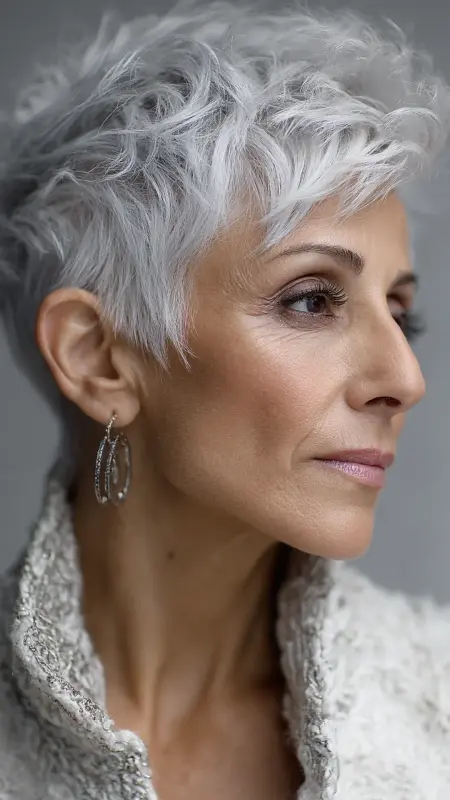 Voluminous Crown Pixie - Hairstyles for women over 70 with fine hair