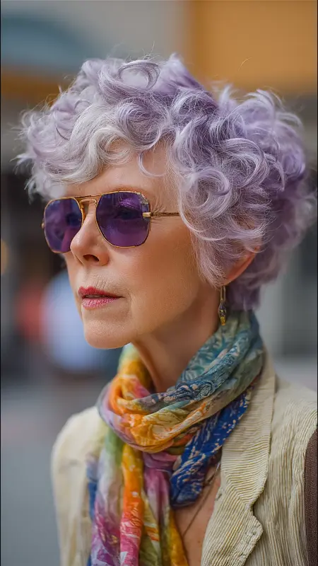 Voluminous Pixie with Curly Bangs -  hairstyles for women over 70 with bangs 