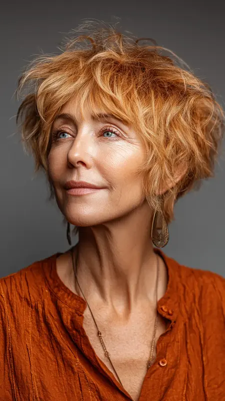 Voluminous Short Shag - Hairstyles for 80 year old women