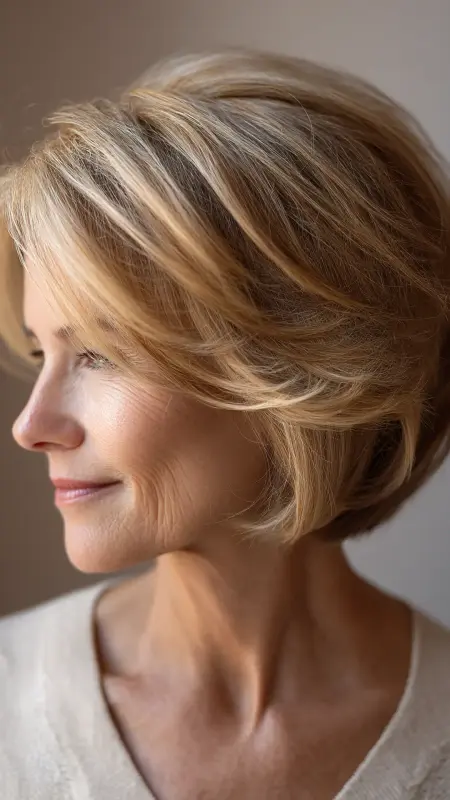Warm Beige Blonde Soft Bob - hair color ideas for women over 70
