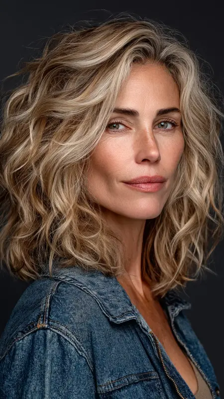 Wavy Layered Lob - Short Layered Hairstyles For Older Women