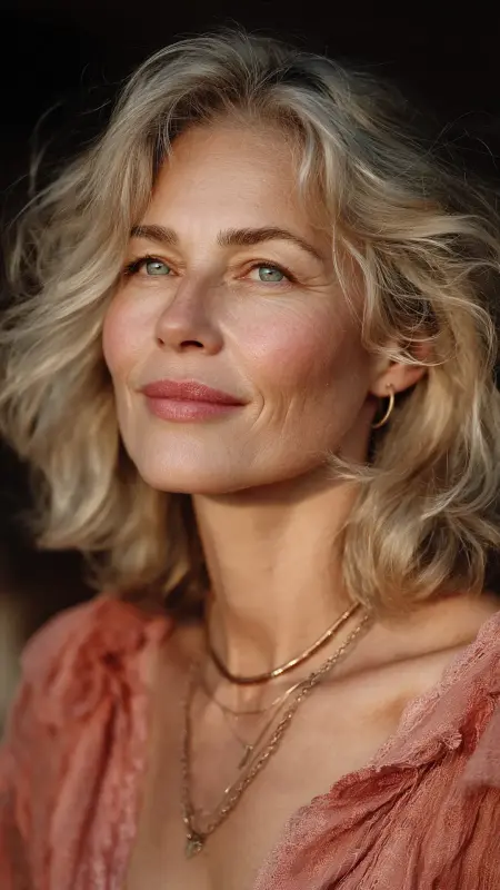 Wavy Lob with Face-Framing Layers - Shoulder Length Haircuts For Women Over 60
